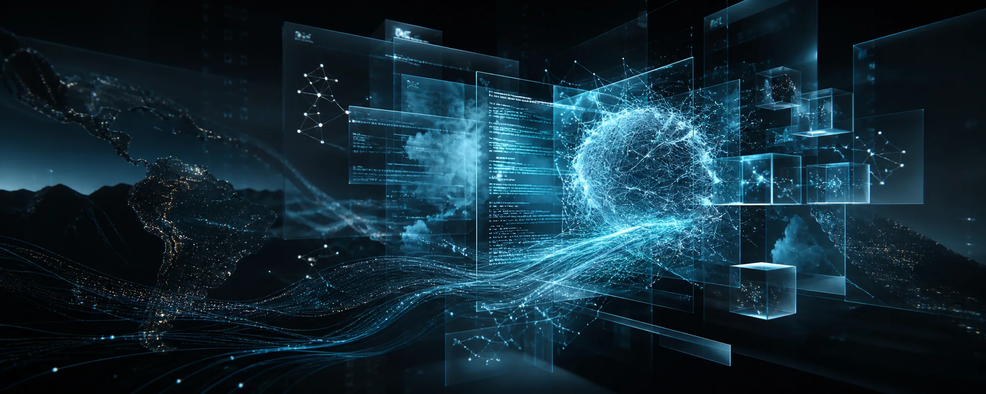 Composición tecnológica de datos, software e inteligencia artificial conectados